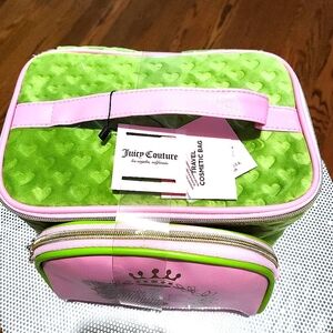 Juicy Couture Velour Cosmetics Makeup Case Travel Bag 3-Pieces New